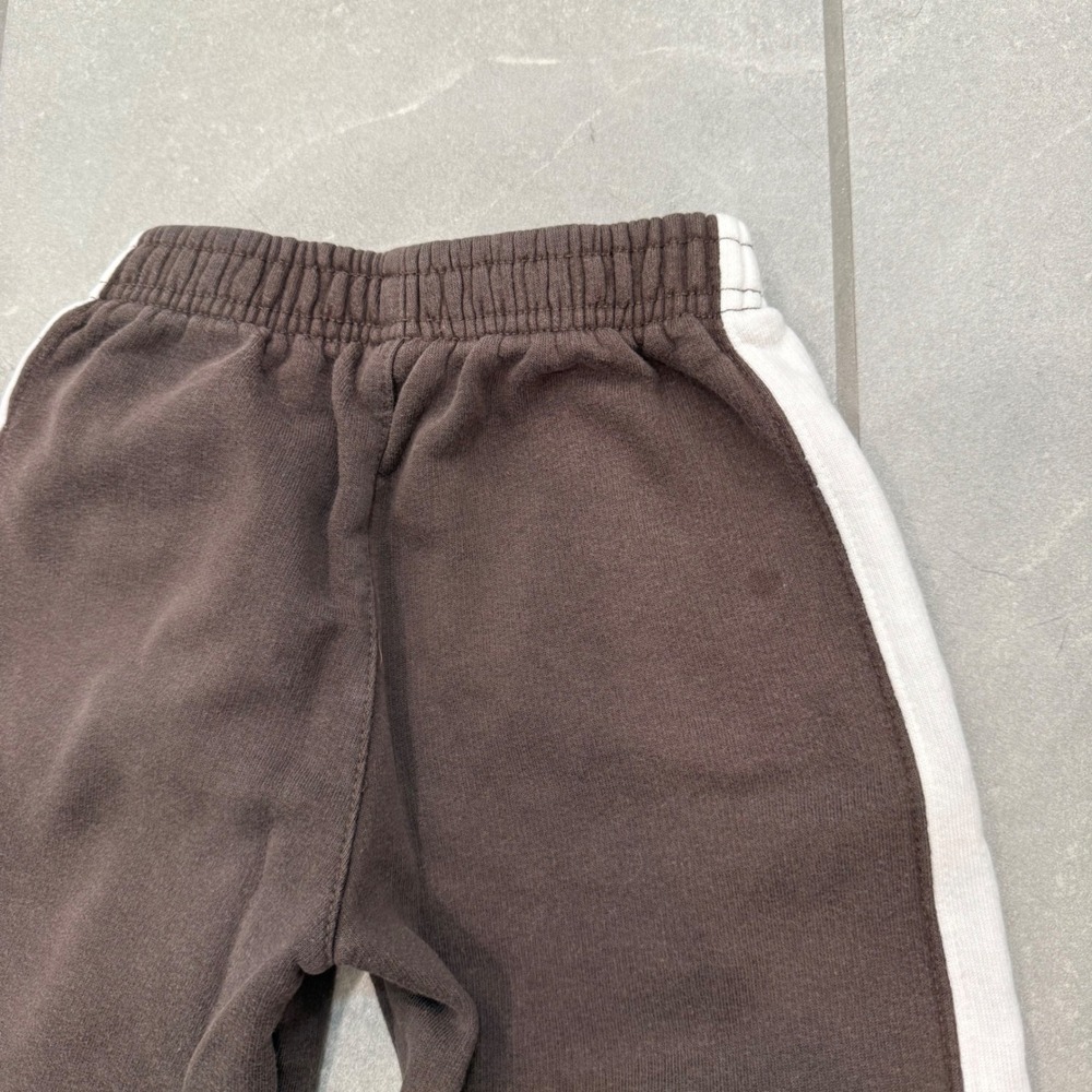 Nike Kids Brown White Stripe Fleece Sweatpants Joggers 4T Boys Girls - Picture 3 of 5